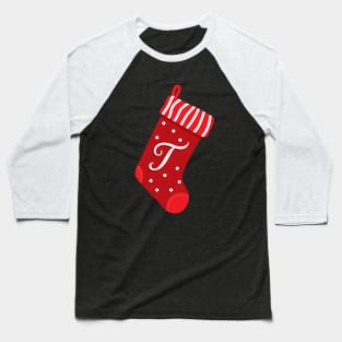 Christmas Stocking with Letter T Baseball T-Shirt